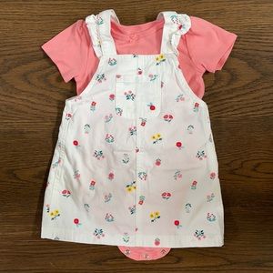 🍀4/$20 - Carter's overall dress with matching onesie
